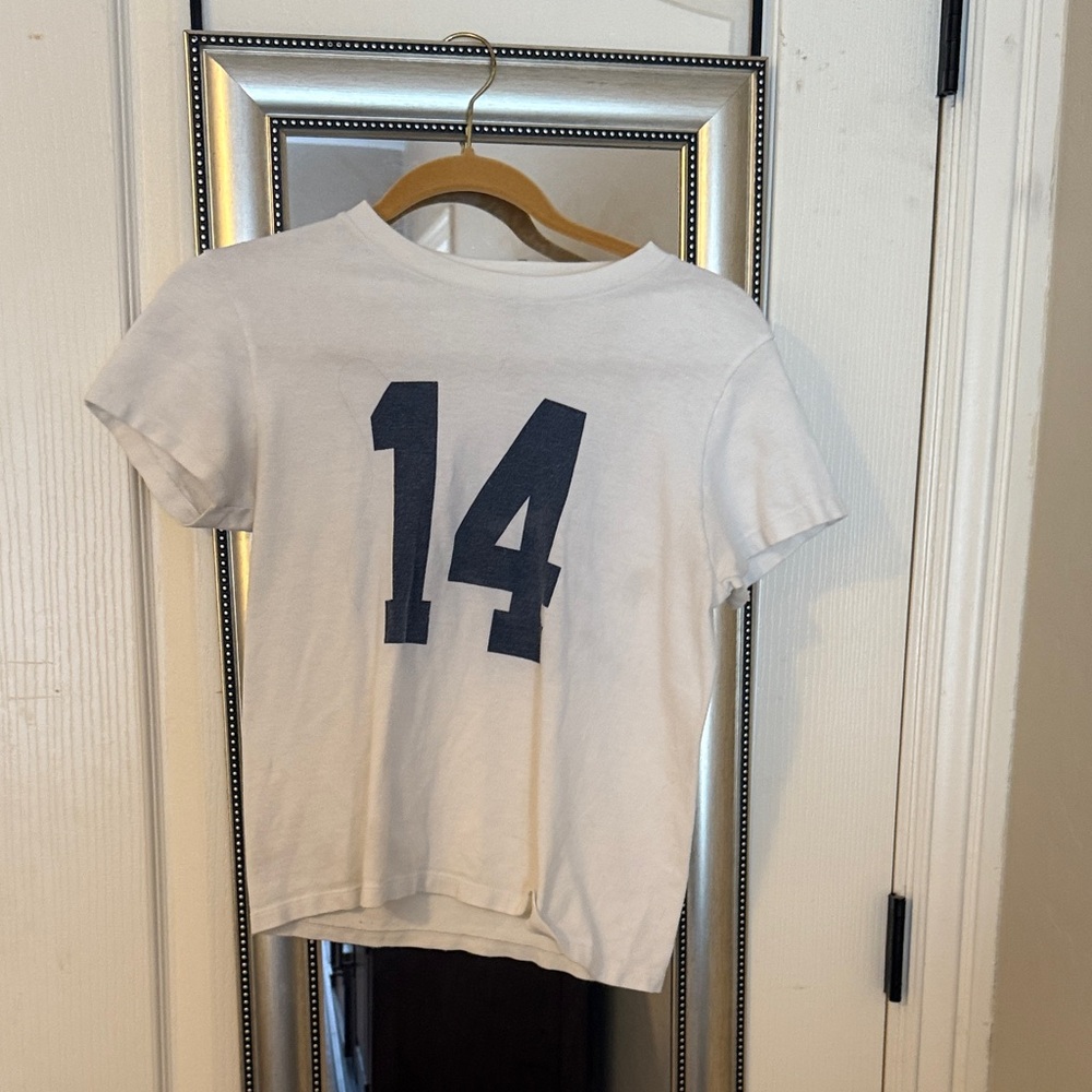 Brandy Melville White Tee with Navy Print